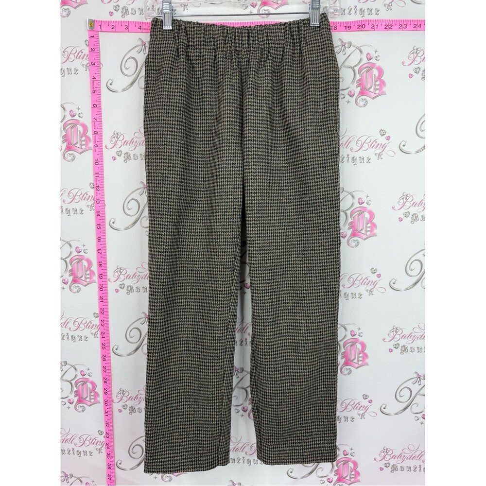 OAK + FORT Houndstooth Pull-On Trousers in Brown & Black